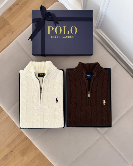 Pull Ralph Lauren demi-zip en coton torsadé