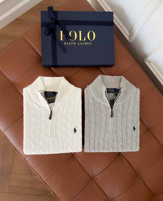 Pull Ralph Lauren demi-zip en coton torsadé